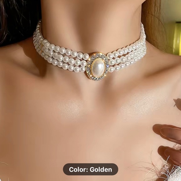 Elegant Vintage Choker Necklace Inlaid Shiny Rhinestones - Picture 2 of 2